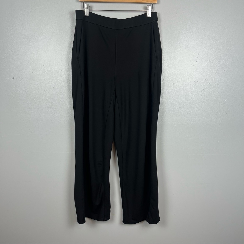 Eileen Fisher black tencel Lyocell wide leg pull on pants, medium.